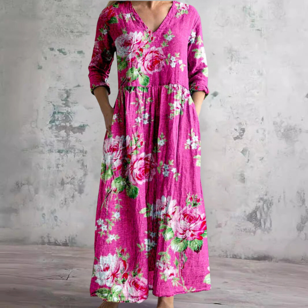Elvora London™ – Aurelia Summer V-Neck Dress