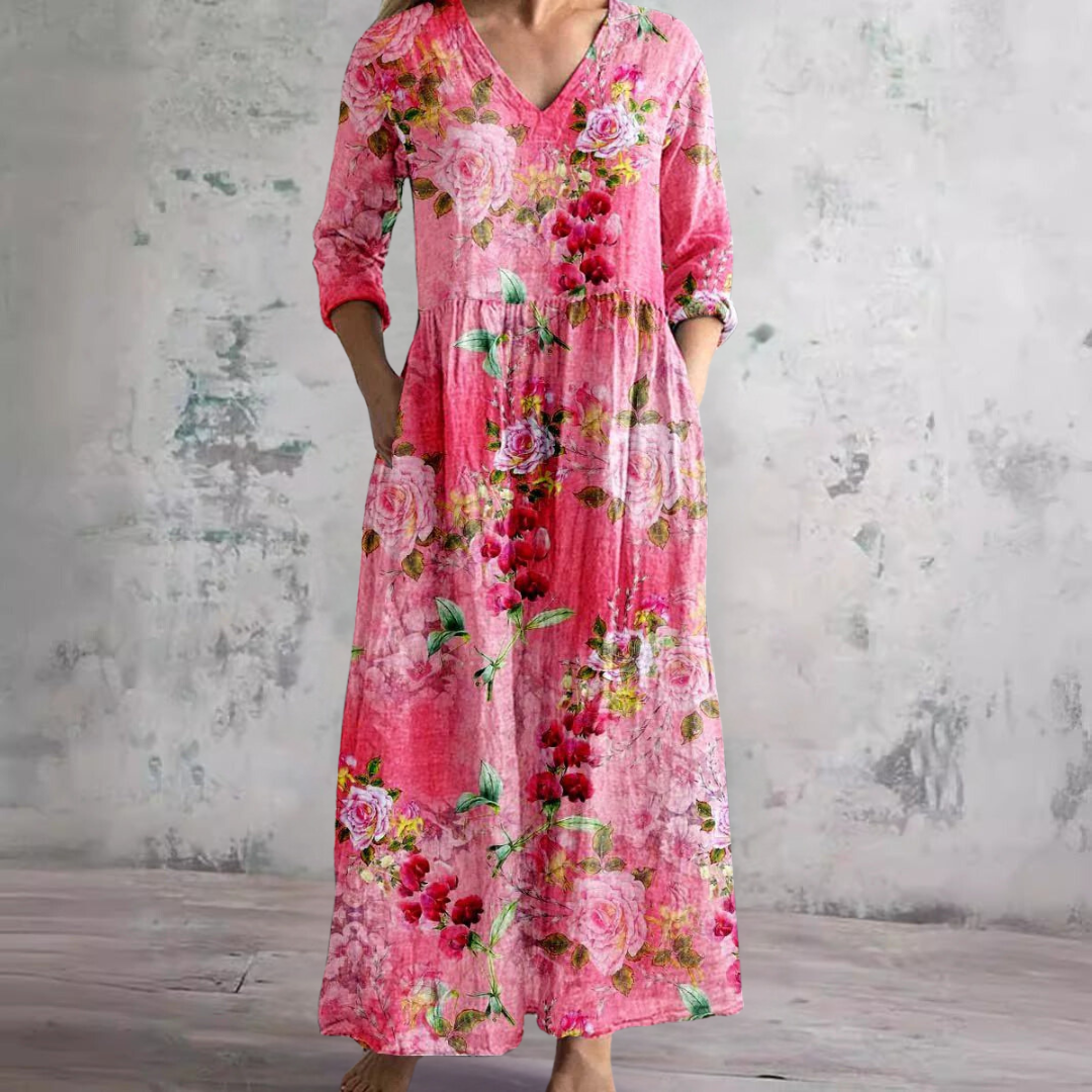 Elvora London™ – Aurelia Summer V-Neck Dress