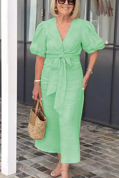 Elvora London™ – Vivienne V-Neck Statement Dress