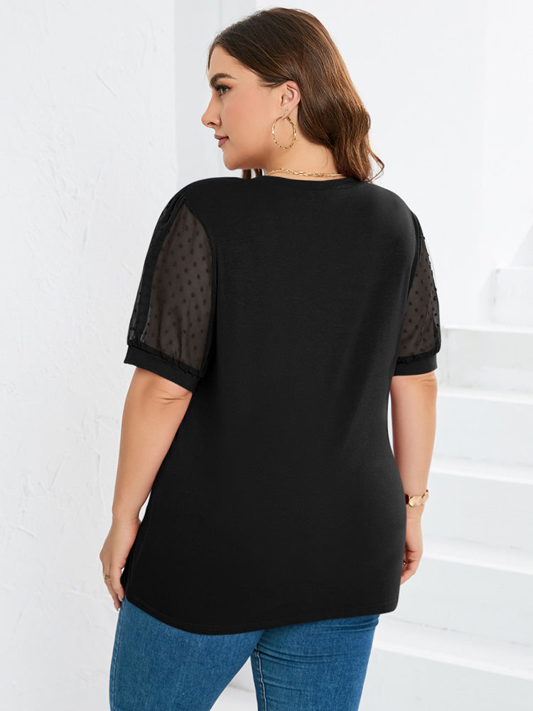 Elvora London™ – Selina Sheer Sleeve V-Neck Top