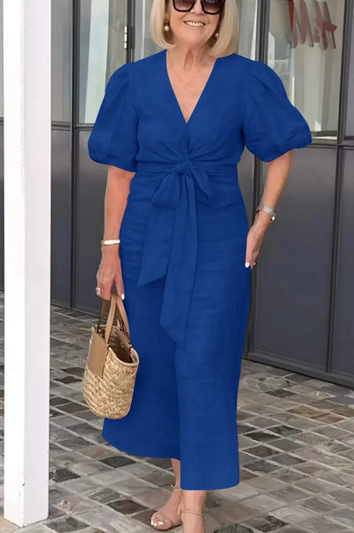 Elvora London™ – Vivienne V-Neck Statement Dress