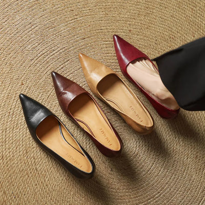 Elvora London™ – Celeste Pointed-Toe Leather Pumps