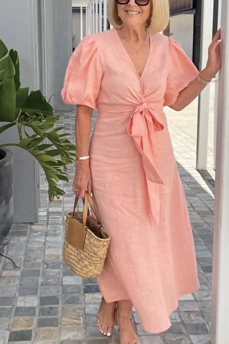 Elvora London™ – Vivienne V-Neck Statement Dress