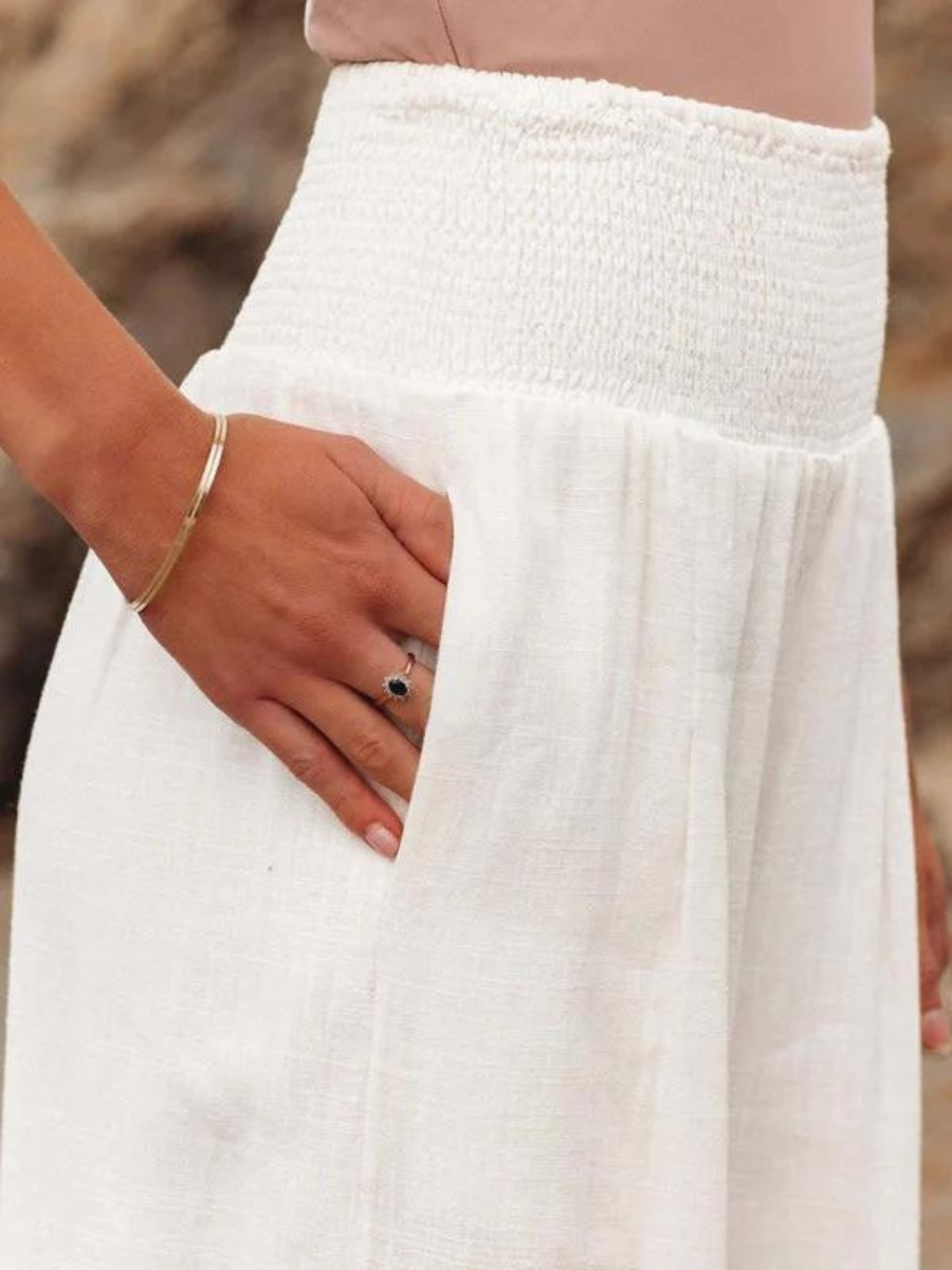 Elvora London™ – Maris Smocked Waist Palazzo Trousers