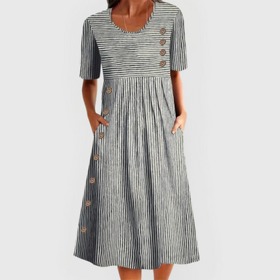 Elvora London™ – Selene Striped Midi Dress