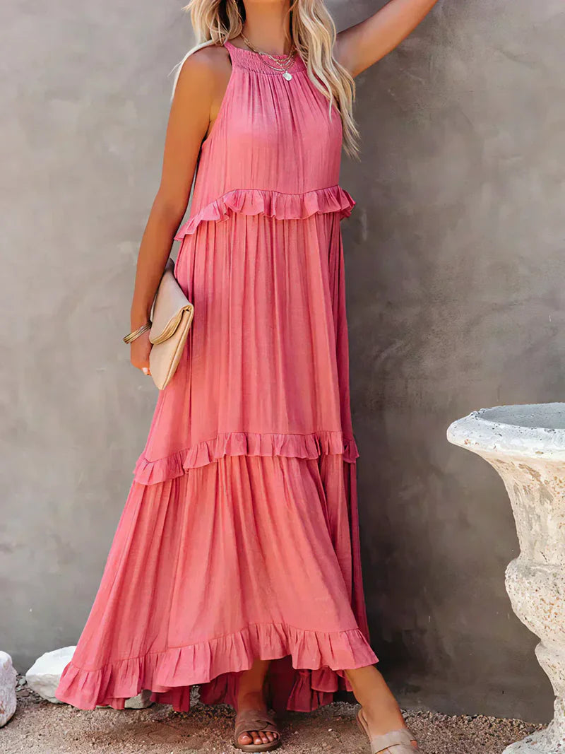 Elvora London™ | Chic Ruffle Trim Sleeveless Dress