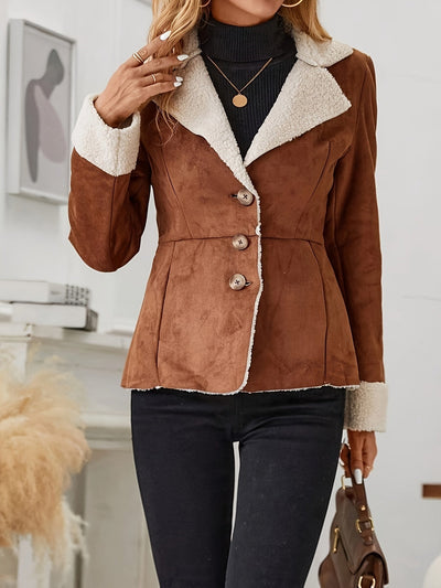 Elvora London™ – Faux Fur Button-Front Thermal Jacket