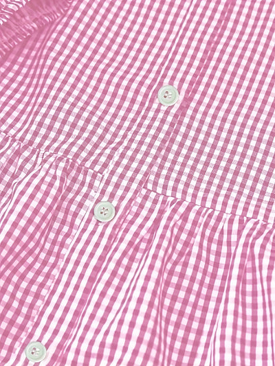 Elvora London™ – Liora Gingham Button-Up Tiered Dress