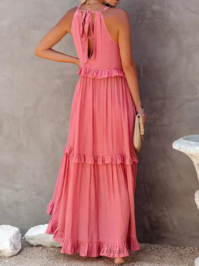 Elvora London™ | Chic Ruffle Trim Sleeveless Dress