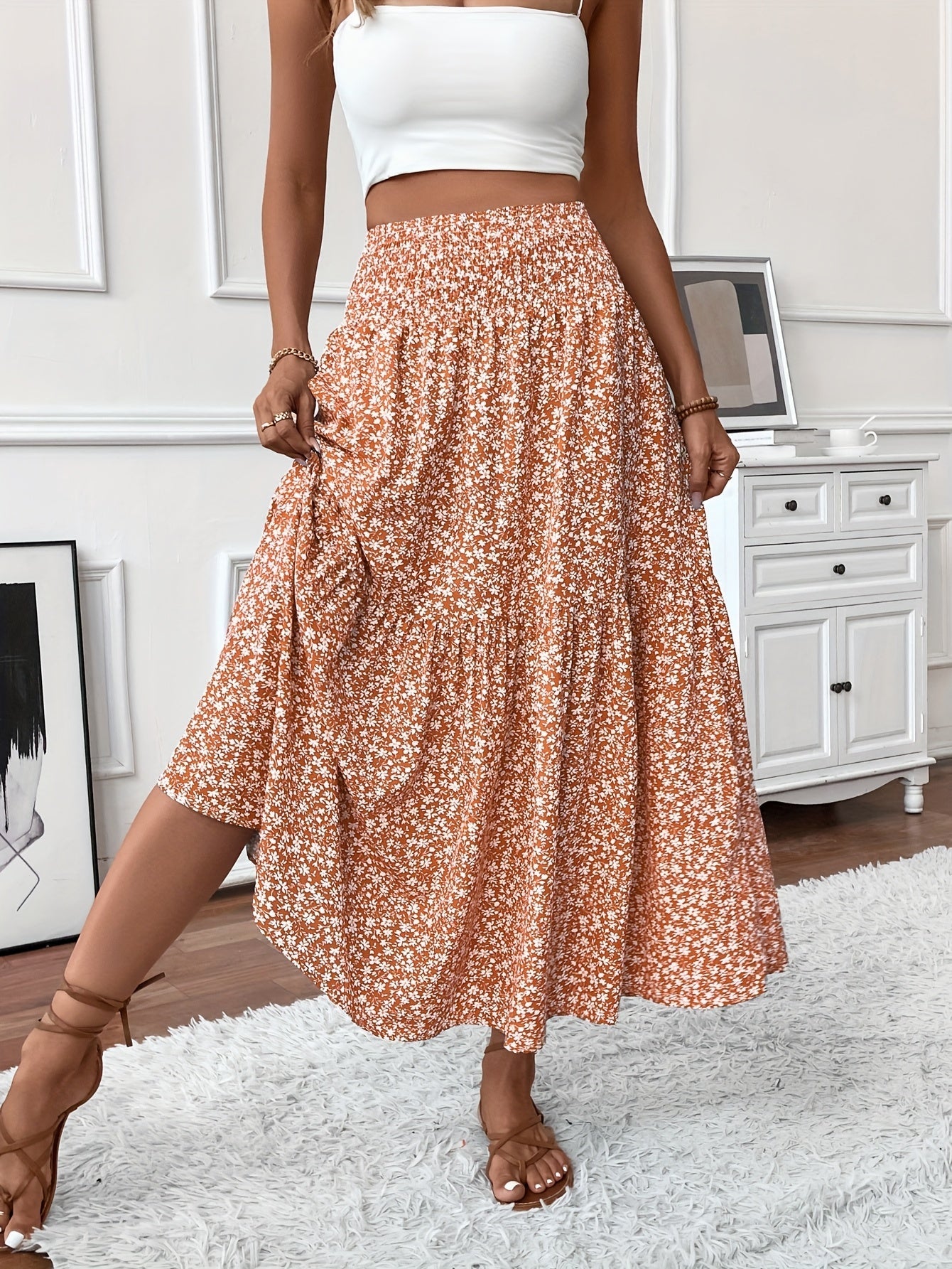 Elvora London™ – Marnie Tiered Floral Maxi Skirt