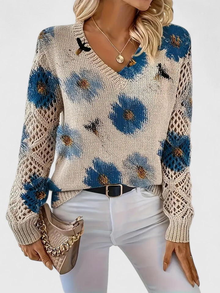 Elvora London™ | Elegant sweater with floral pattern