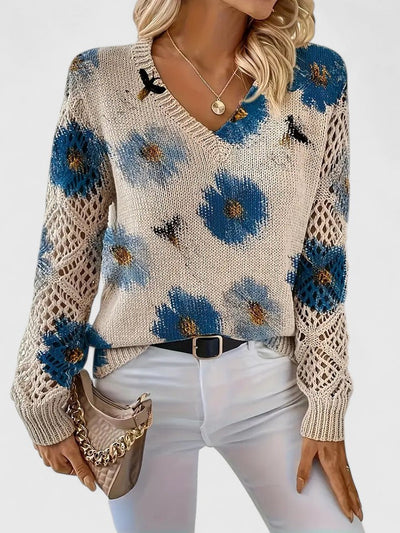 Elvora London™ | Elegant sweater with floral pattern