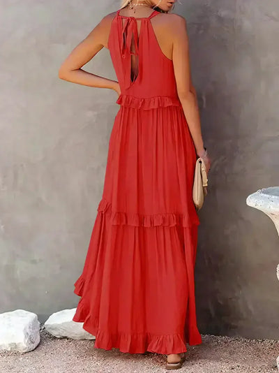 Elvora London™ | Chic Ruffle Trim Sleeveless Dress