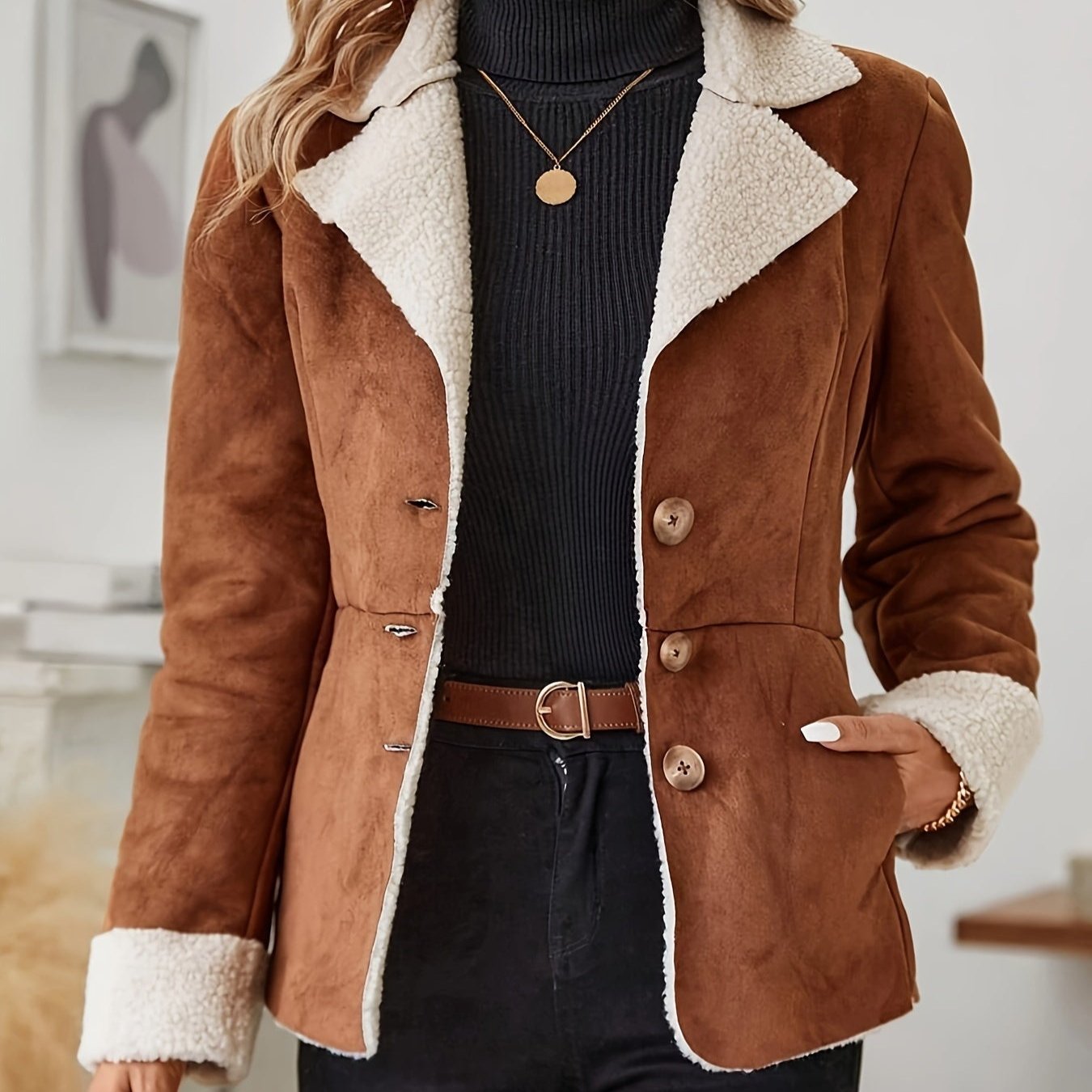 Elvora London™ – Faux Fur Button-Front Thermal Jacket