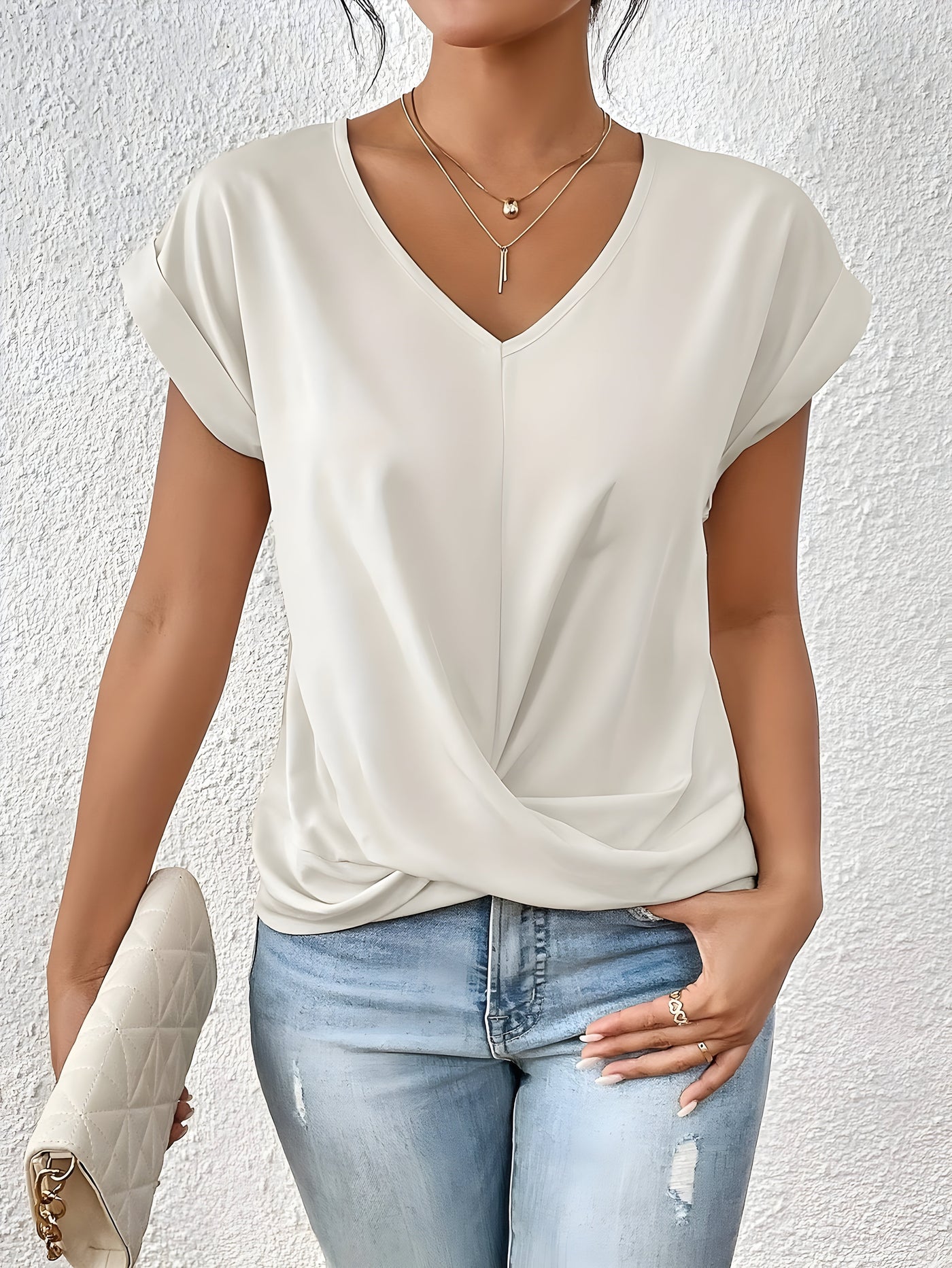 Elvora London™ – Liora Twist Front V-Neck Top