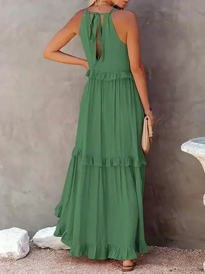 Elvora London™ | Chic Ruffle Trim Sleeveless Dress