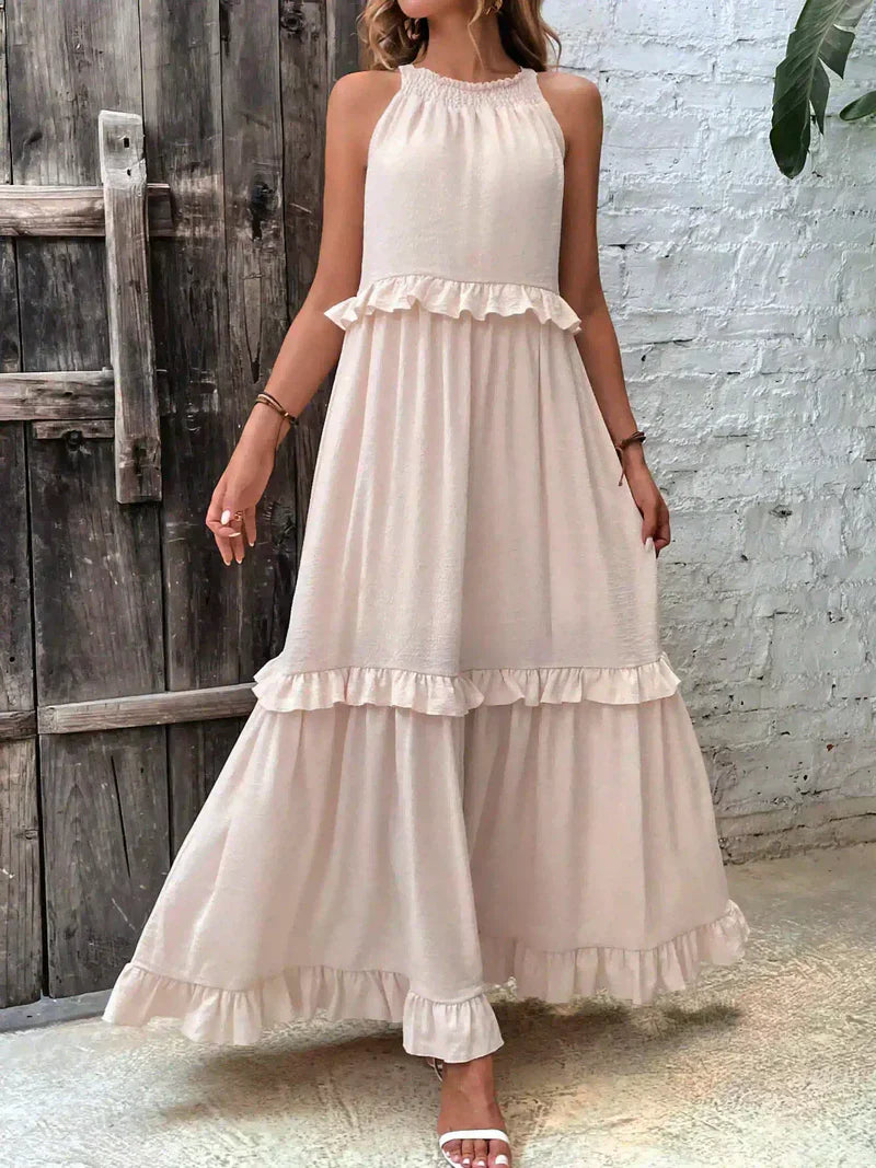 Elvora London™ | Chic Ruffle Trim Sleeveless Dress