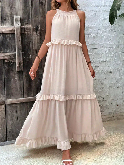Elvora London™ | Chic Ruffle Trim Sleeveless Dress