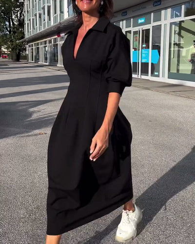 Elvora London™ – Amara Relaxed Long Dress with Pockets