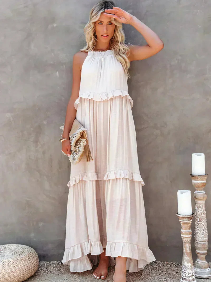 Elvora London™ | Chic Ruffle Trim Sleeveless Dress
