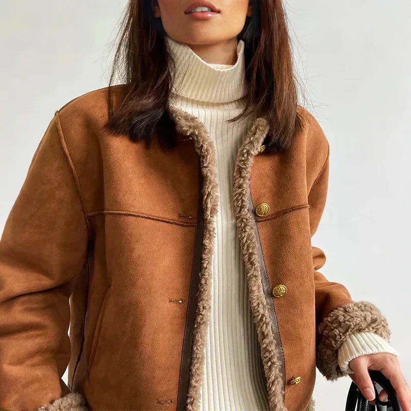 Elvora London™ – Rosalie Shearling Button Jacket
