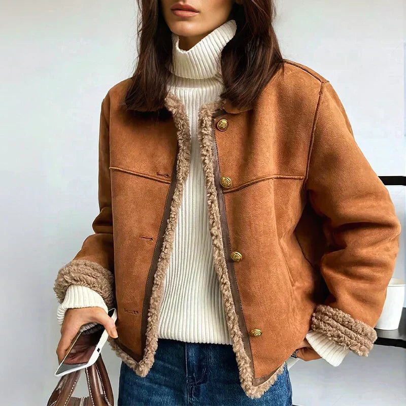 Elvora London™ – Rosalie Shearling Button Jacket
