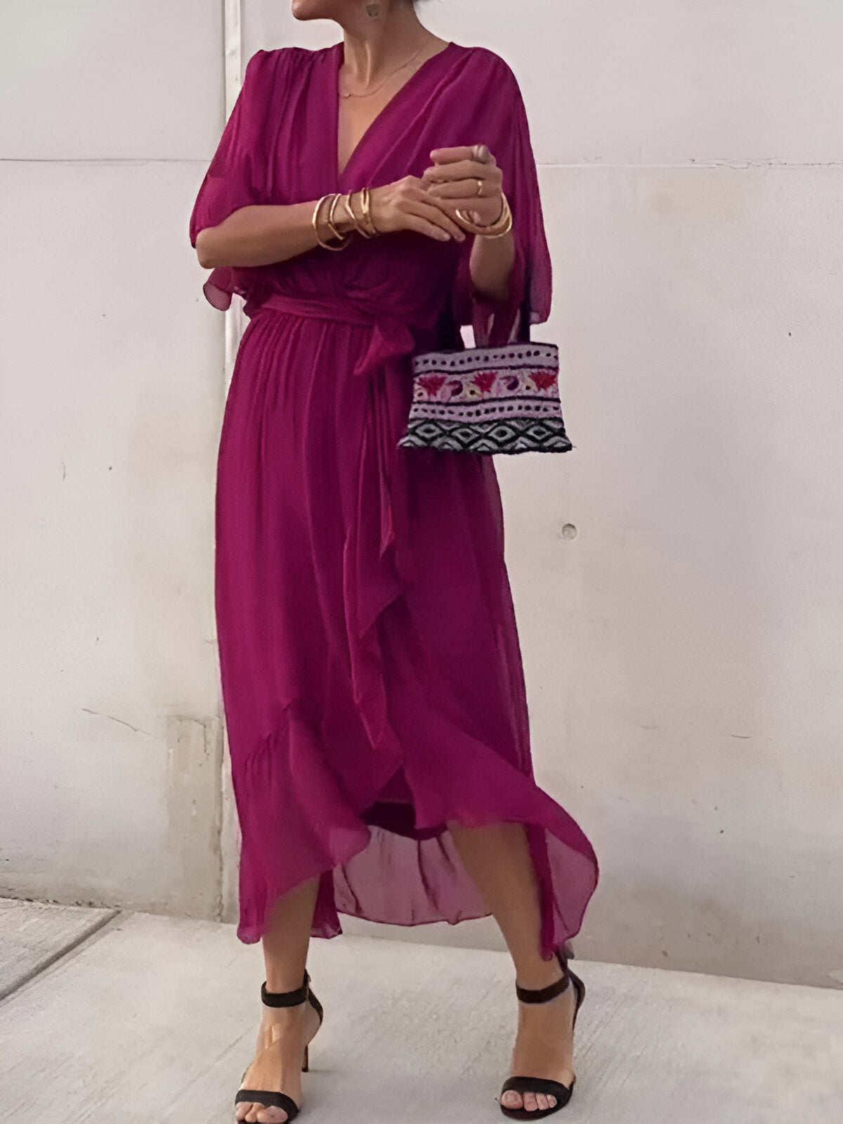 Elvora London™ – Celeste V-Neck Flow Dress