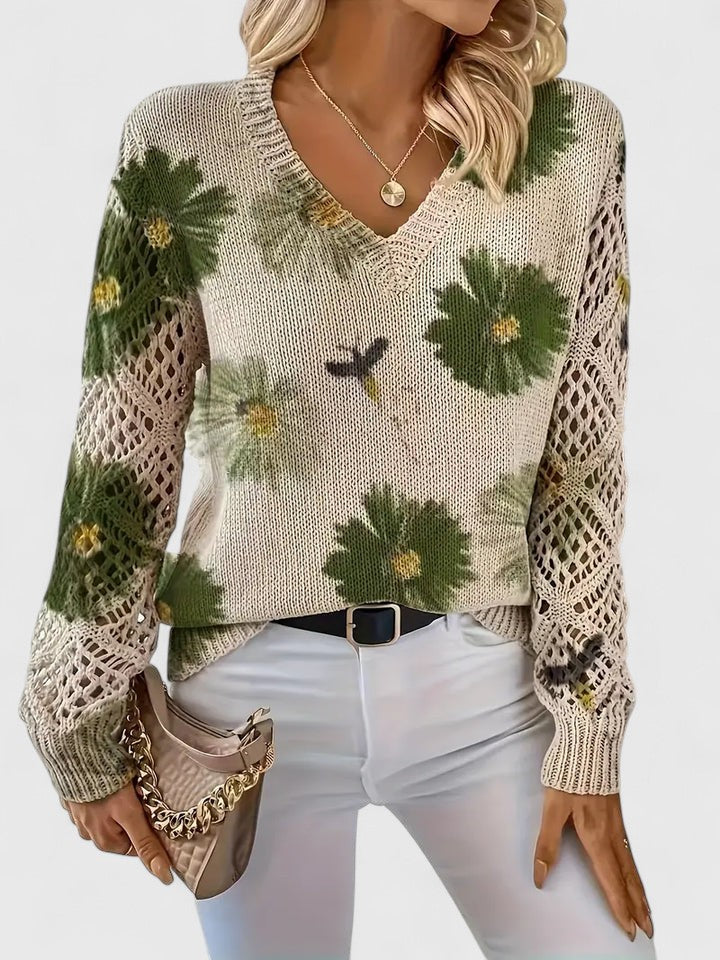 Elvora London™ | Elegant sweater with floral pattern