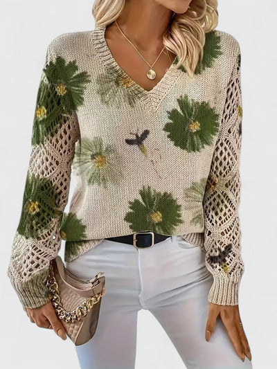 Elvora London™ | Elegant sweater with floral pattern