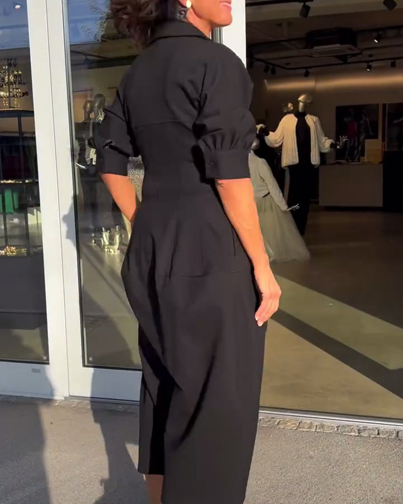Elvora London™ – Amara Relaxed Long Dress with Pockets