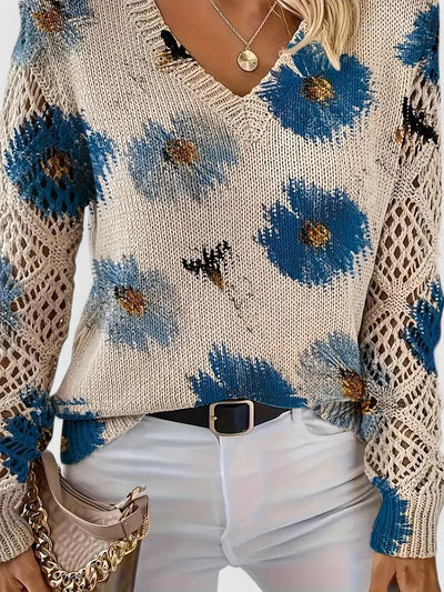 Elvora London™ | Elegant sweater with floral pattern
