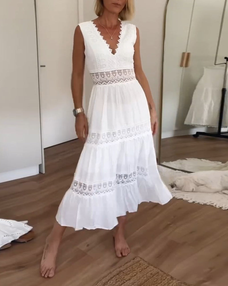 Elvora London™ – Liora Crochet Lace Midi Dress