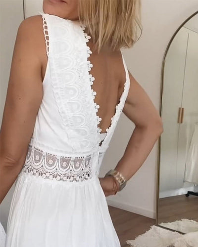 Elvora London™ – Liora Crochet Lace Midi Dress