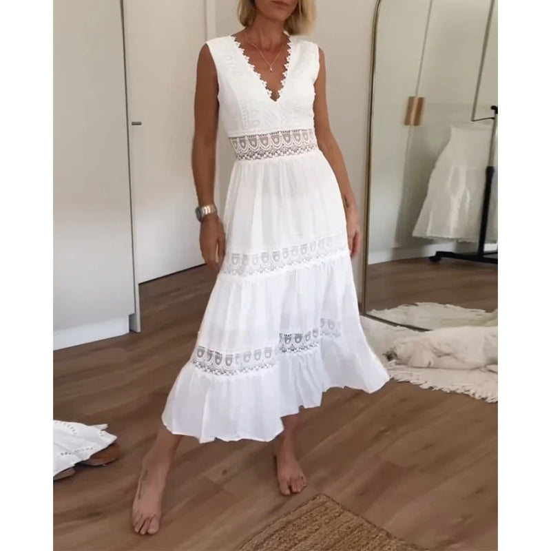 Elvora London™ – Liora Crochet Lace Midi Dress