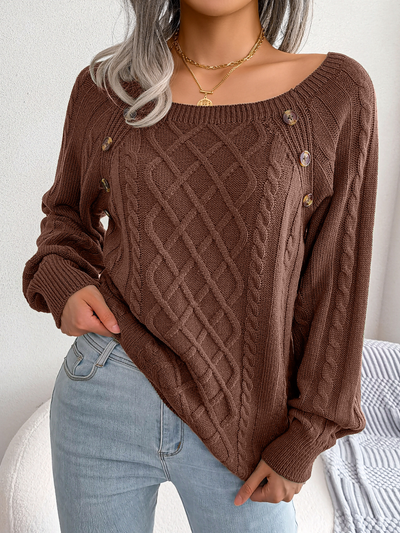 Elvora London™ – Emilia Square-Neck Cozy Knit Jumper