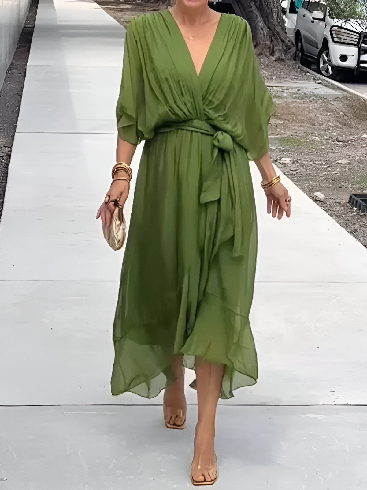 Elvora London™ – Celeste V-Neck Flow Dress