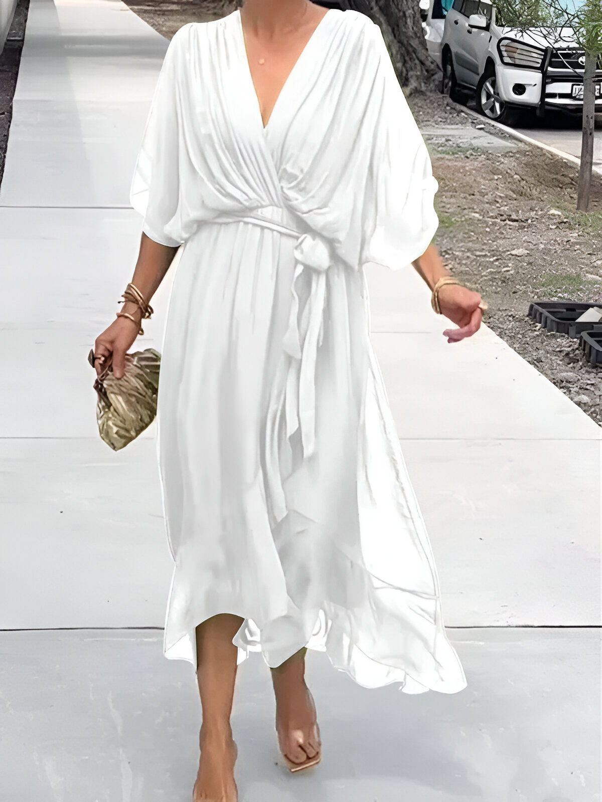 Elvora London™ – Celeste V-Neck Flow Dress