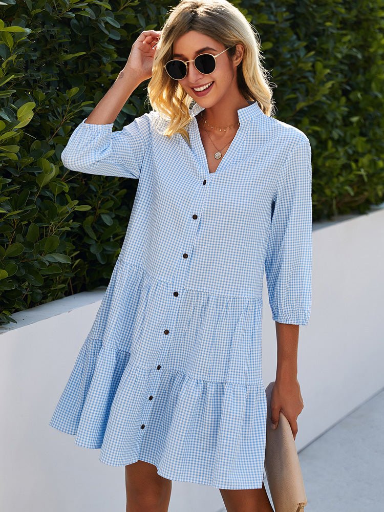 Elvora London™ – Shanna Gingham Flowing Day Midi Dress
