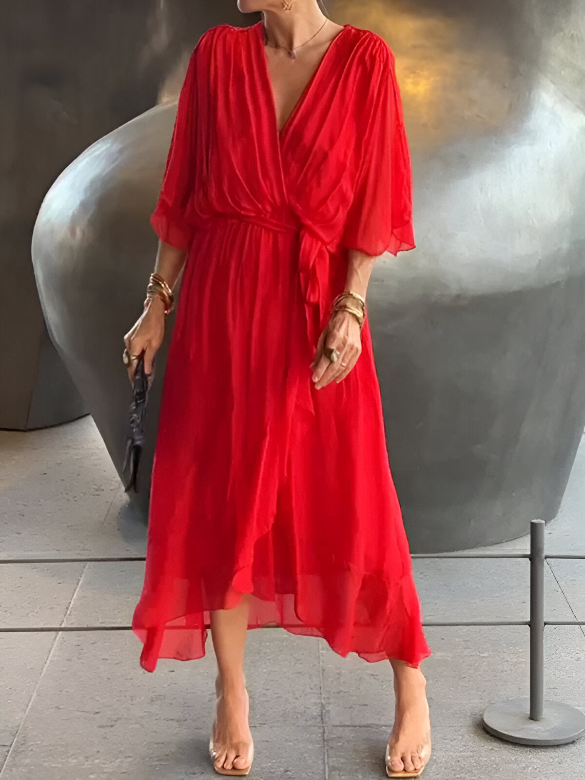 Elvora London™ – Celeste V-Neck Flow Dress