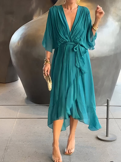 Elvora London™ – Celeste V-Neck Flow Dress