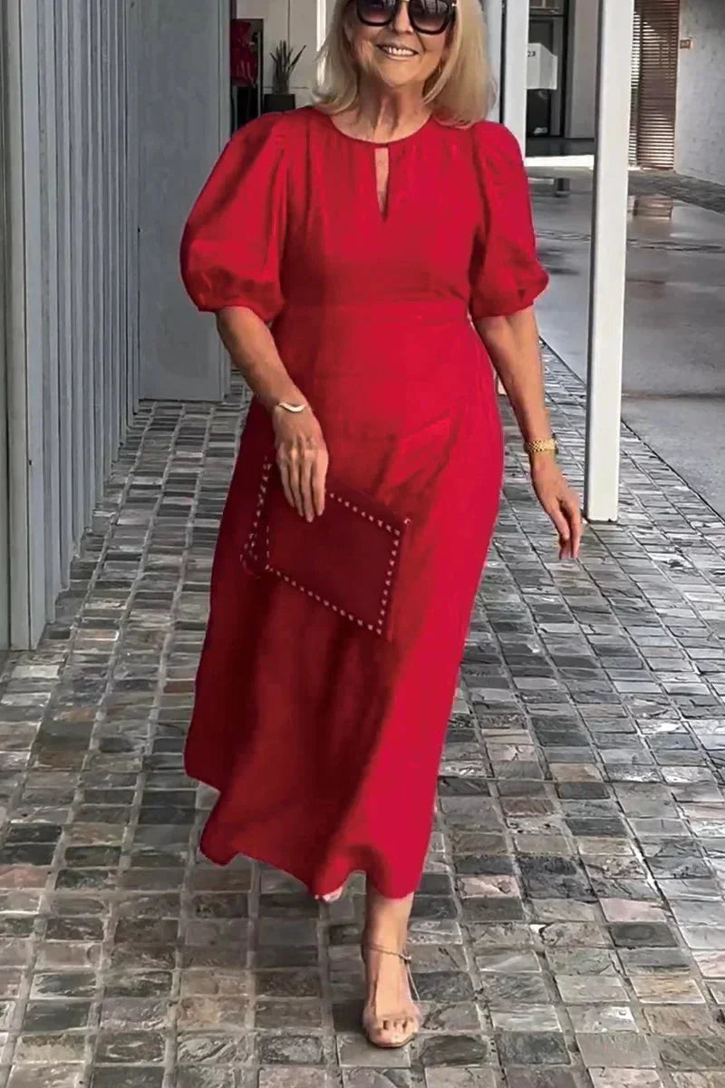 Elvora London™ – Natalia Cotton-Linen A-Line Dress