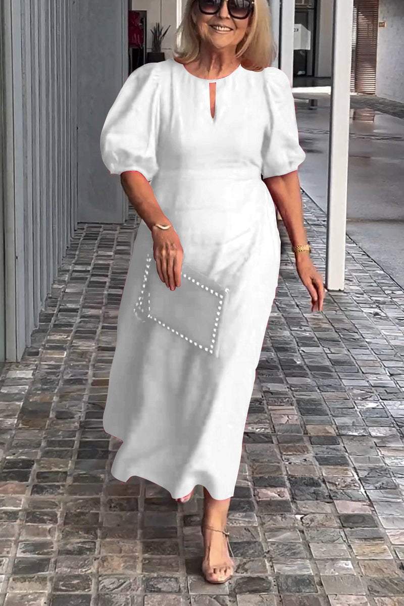 Elvora London™ – Natalia Cotton-Linen A-Line Dress