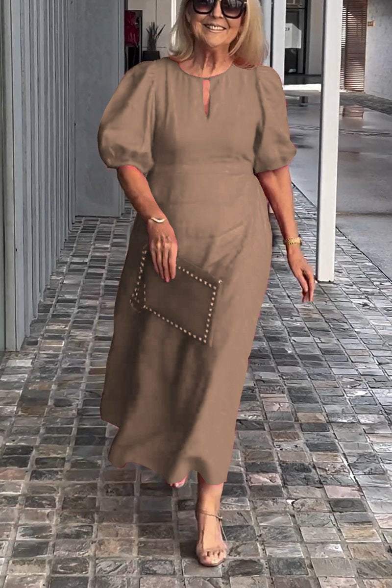 Elvora London™ – Natalia Cotton-Linen A-Line Dress