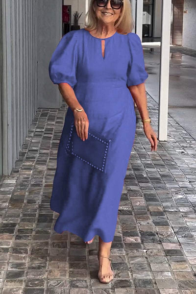 Elvora London™ – Natalia Cotton-Linen A-Line Dress