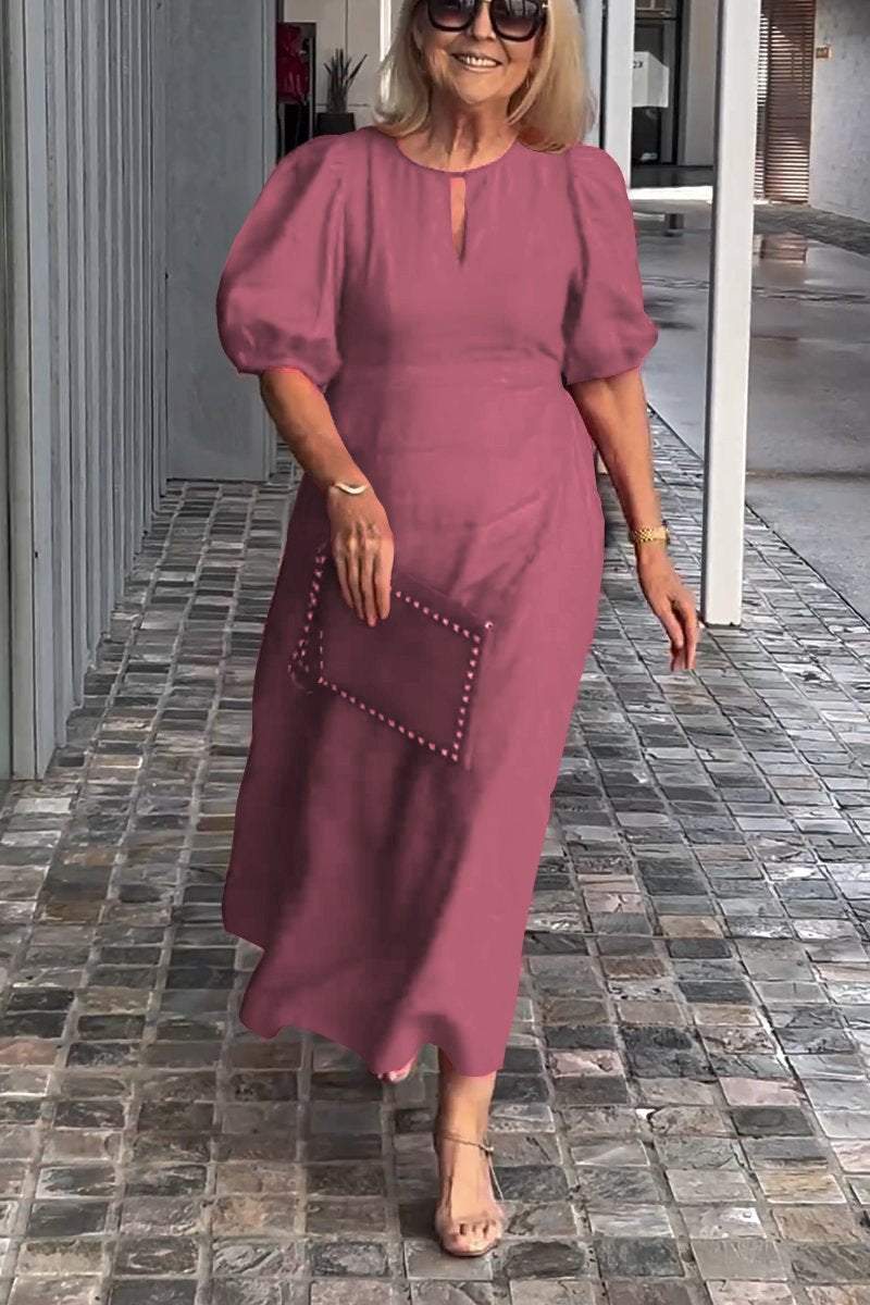 Elvora London™ – Natalia Cotton-Linen A-Line Dress